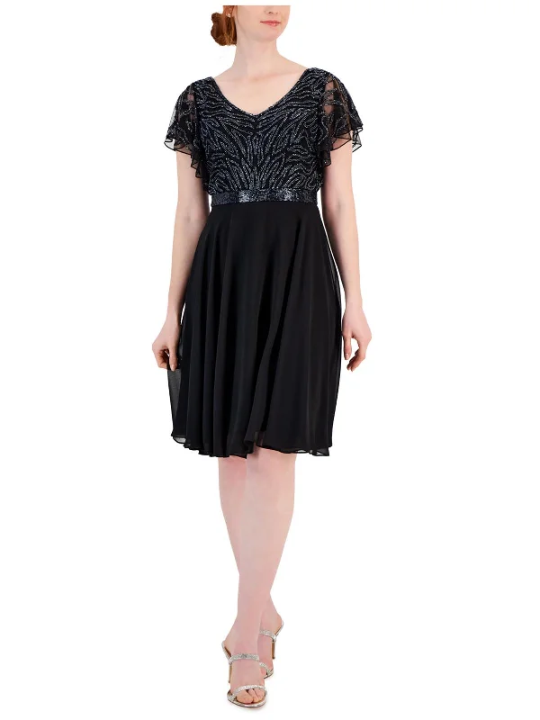 Womens Embellished Knee Length Cocktail And Party Dress